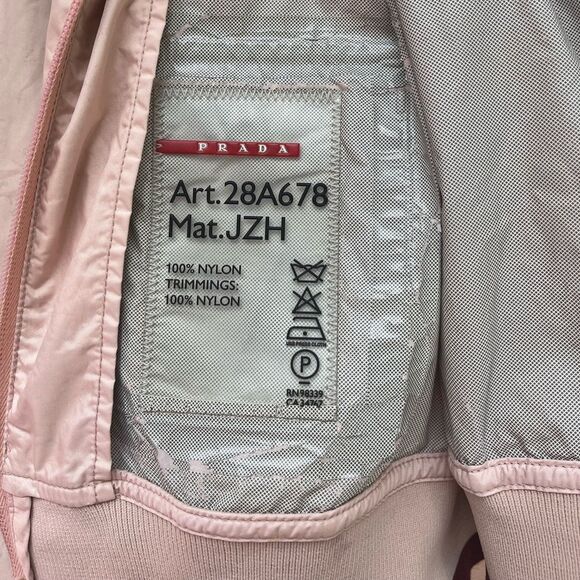 Authentic Prada pink nylon full zipper light jacket. Classic collar trim, Small. - Picture 2 of 11
